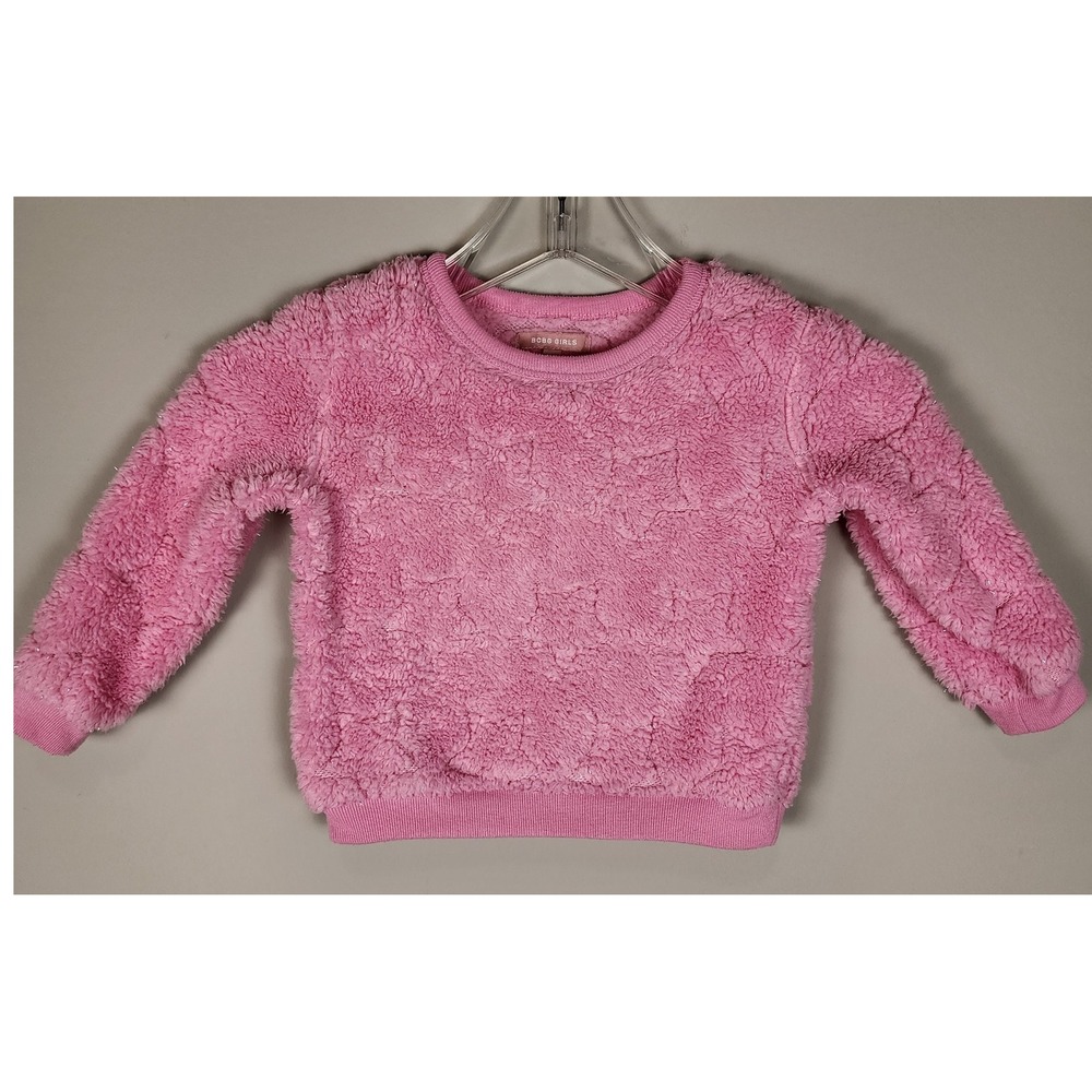 BCBG Girls Fuzzy Pink Textured Long Sleeve‎ Sweatshirt Top Kids Size 2T